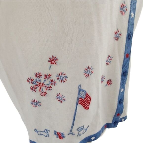 Embroidered red white & blue retro cardigan med - Picture 6 of 11